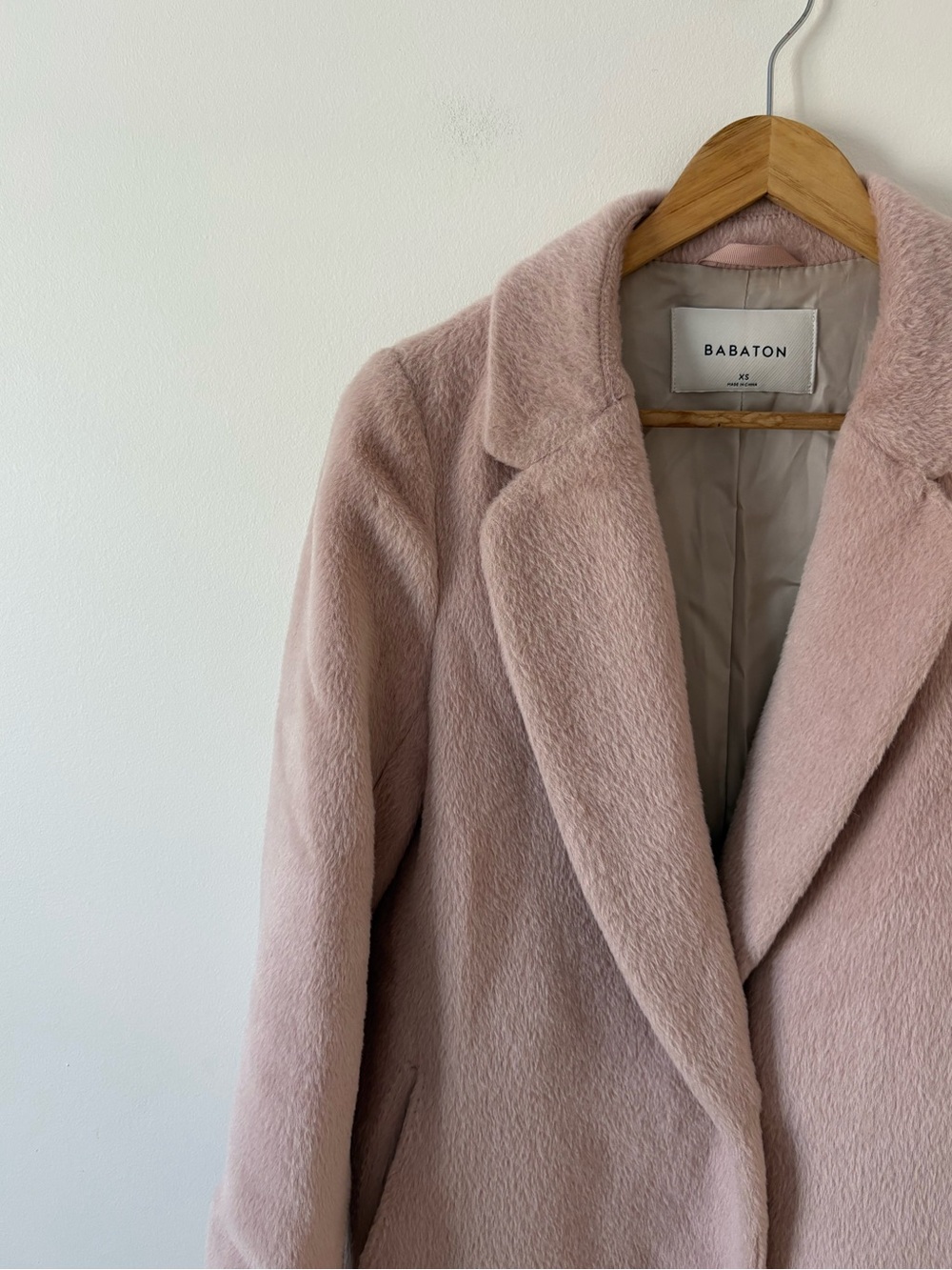 Babaton Stedman Aritzia Coat Alpaca & Virgin Wool Size XS Blush Pink Luxury Coat - Picture 3 of 12